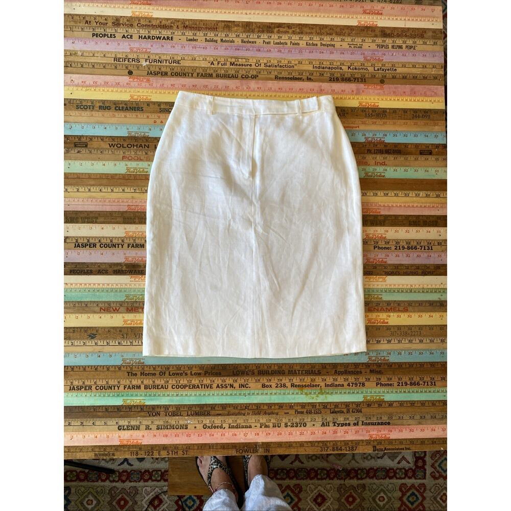 Brooks Brothers Pencil Skirt Sz 6 100% Irish LINEN Midi Length Lined Career S